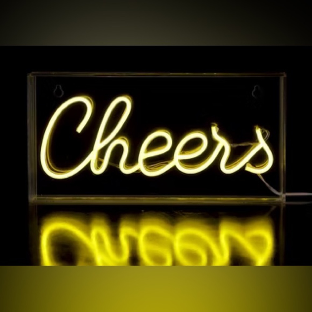 Neon "Cheers" Sign in Bright Yellow